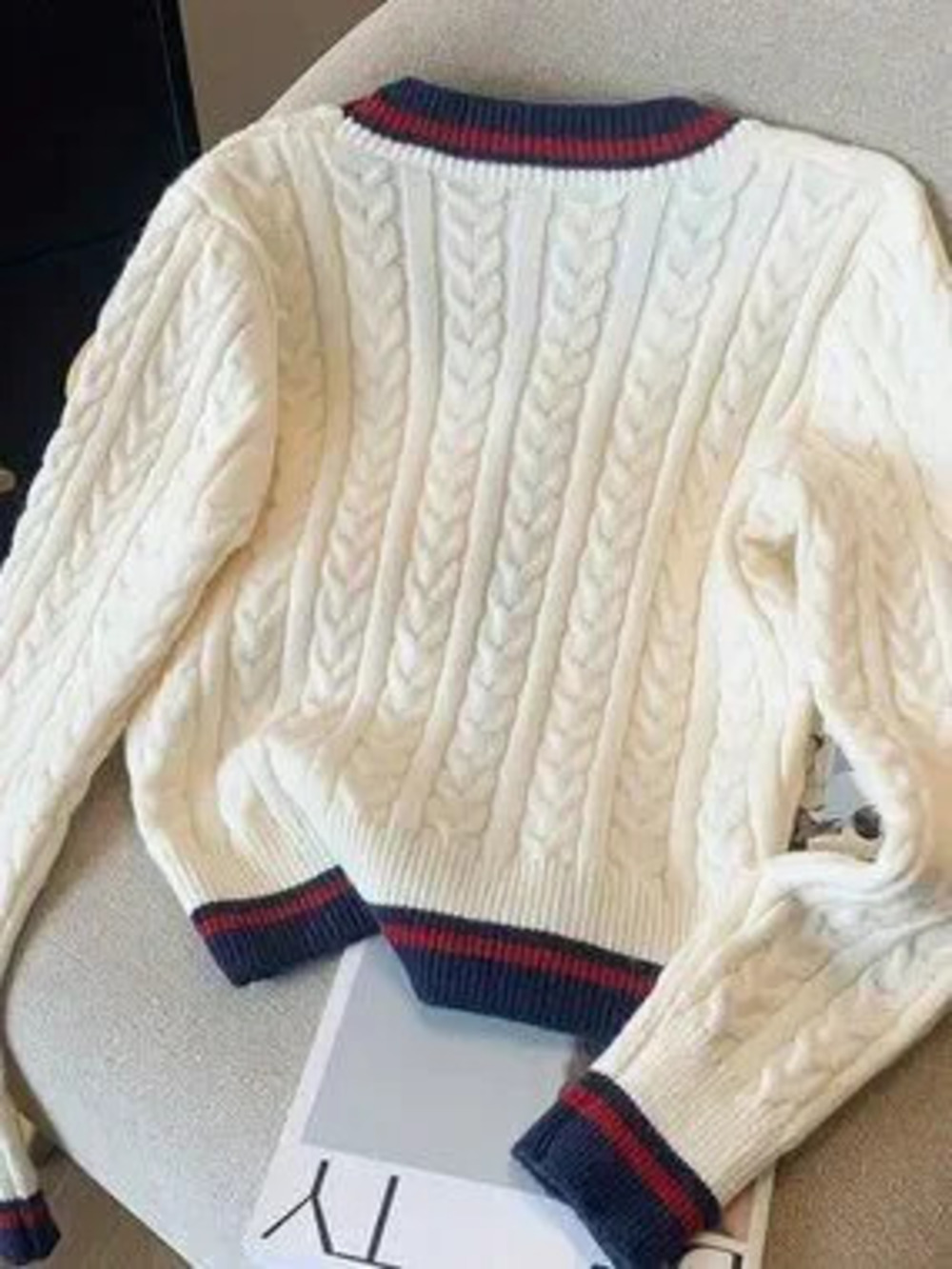 ZARA Apricot Casual Women's Striped Contrast Color Button Knit Cardigan